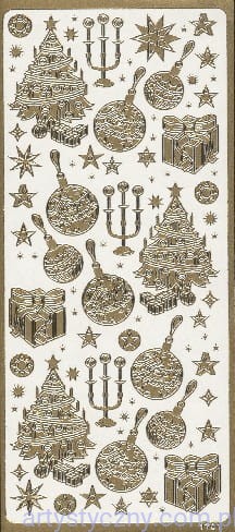 Naklejki ZŁOTE - Choinki Bombki Świeczniki Gwiazdki 1701