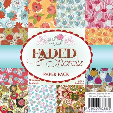 Papier Ozdobny WRS Faded Florals 15x15cm Kwiaty PP020