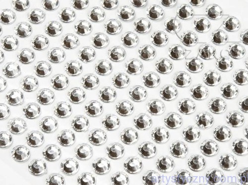 Cyrkonie Kryształki Samoprzylepne 4mm - 504szt - CRYSTAL Srebrne