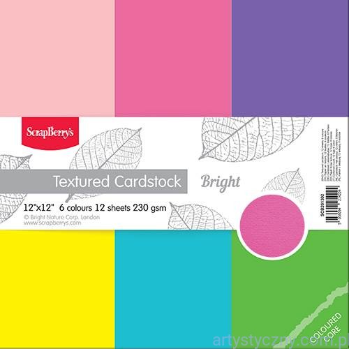 Baza do Kartek Papier Tkanina Lniana 30x30cm BRIGHT, 6 kol, 12 ark