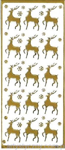 Naklejki Złote - Renifery Śnieżynki 2391