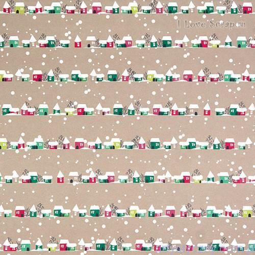 Papier do Scrapbookingu, Domki, Miasteczko, 30x30сm