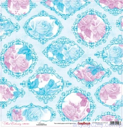 Papier do Scrapbookingu, Floral Embroidery, Canvas, 30x30сm