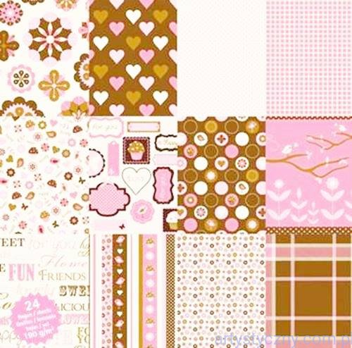Papier do scrapbookingu - Sweet - 15x15cm - 24 ark