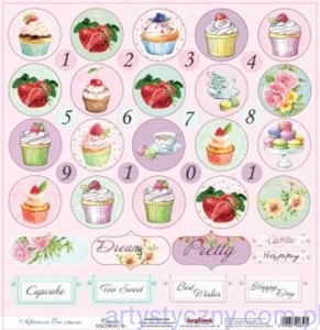 Papier do Scrapbookingu, Cupcakes Babeczki, 30x30сm
