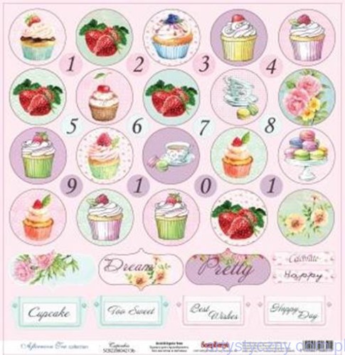 Papier do Scrapbookingu, Cupcakes Babeczki, 30x30сm