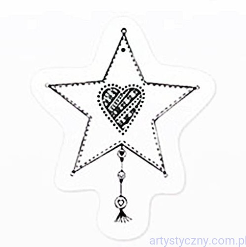 Stempel Akrylowy, Star with Heart - Gwiazdka i Serce 1038