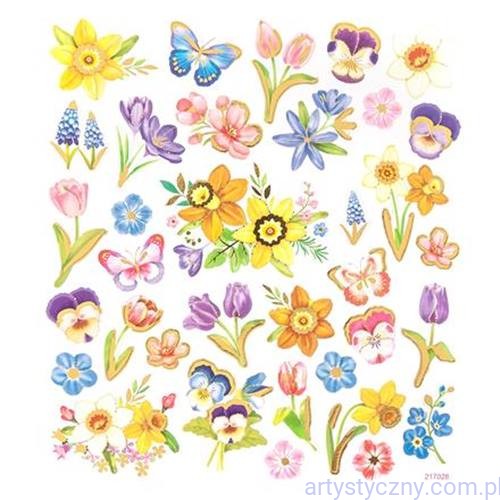 Naklejki Metaliczne Flowers 35szt Kwiaty 097