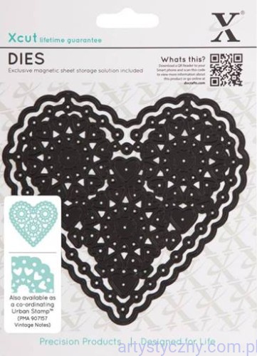 Wykrojnik Xcut - Vintage Dies - Filigree Heart - Koronkowe Serce