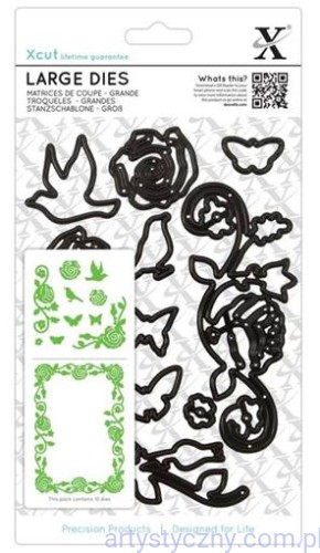 Wykrojniki Xcut - 10 szt - Rose Flourishes - Róże Motyle Ptaki