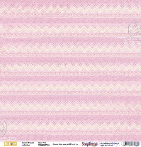 Papier do Scrapbookingu, Wavy Pink, 30x30сm SCB220607404