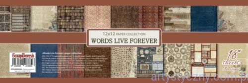 Zestaw papierów do scrapbookingu - Words Live Forever - 9ark - 30x30сm
