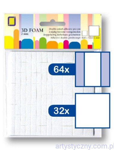 Kostki JEJE 3D Foam 12x12mm, 6x12mm - 2mm ~ 96 sztuk