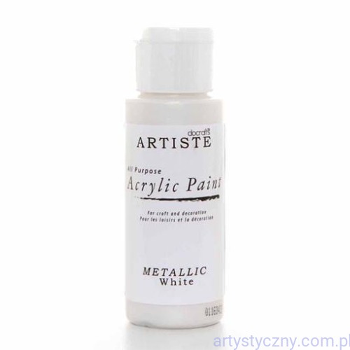 Farba Akrylowa Artiste 59 ml Metallic White - Biała Metaliczna