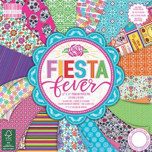 Zestaw Papierów Brokat FIESTA FEVER 30x30cm 16ark