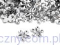 Srebrne Kryształki Cyrkonie Kwiatki Kwiatuszki do przyszycia - 50 szt