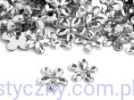 Srebrne Kryształki Cyrkonie Kwiatki Kwiatuszki do przyszycia - 50 szt