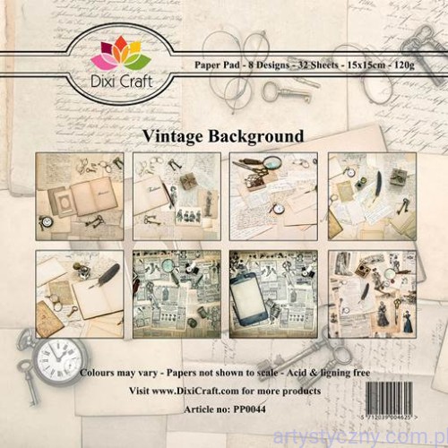Papiery Dixi Craft - 15x15cm Vintage Background PP0044