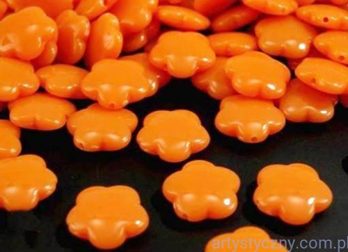 Koraliki Akrylowe Kwiatki 15mm Pomarańczowe 20 szt