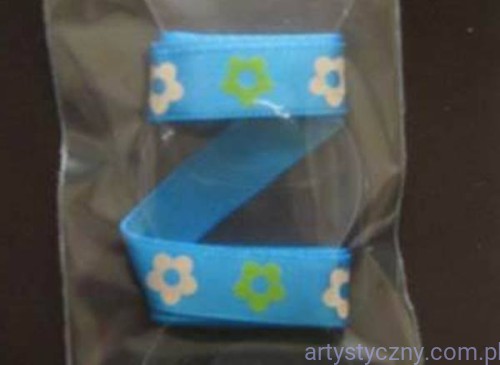 Tasiemka Wstążka Satynowa - Niebieska w Kwiatki 9