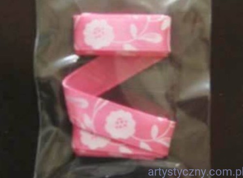 Tasiemka Wstążka Satynowa - Różowa w Kwiatki nr 10