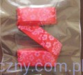Tasiemka Wstążka Satynowa - Czerwona w Kwiatki -16