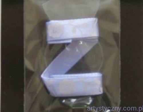 Tasiemka Wstążka Satynowa- Liliowa  w Kwiatki nr 5