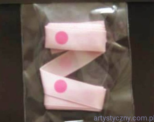 Tasiemka Wstążka Satynowa - Różowa Grochy Kropki 4
