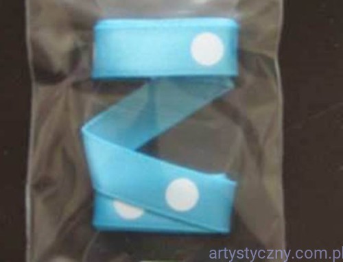 Tasiemka Wstążka Satynowa - Niebieska Grochy nr 1