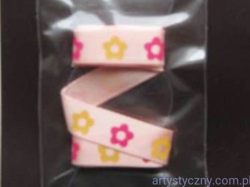 Tasiemka Wstążka Satynowa - Różowa w Kwiatki nr 20