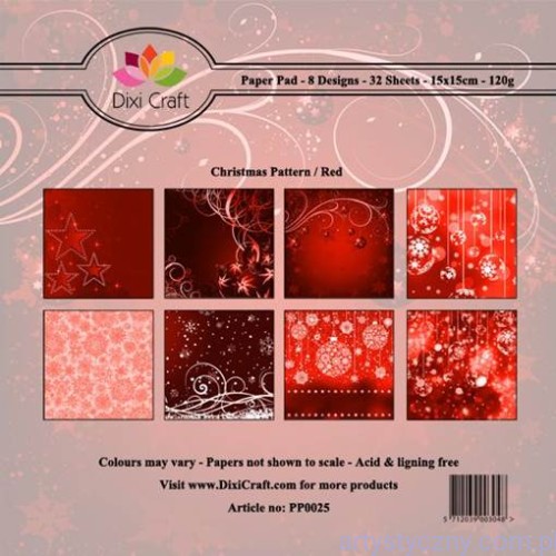 Papiery Dixi Craft - 15x15cm Christmas Pattern/Red PP0025