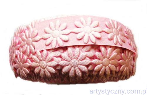 Aplikacje Satynowe Margaretki Kwiatki 50 szt Różowe