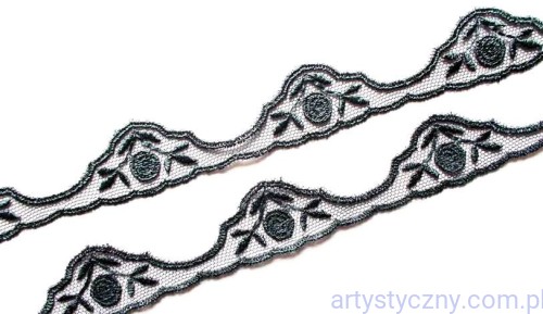 4. Stalowa Szara  Koronka Różyczki 3 metry