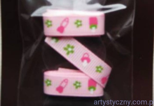 Tasiemka Wstążka Rypsowa Różowa Butelki Agrafki 1