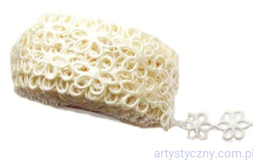 Aplikacje Ażurki 2cm Ażurowe kwiatki ~ 50 szt ~ ECRU KREMOWE