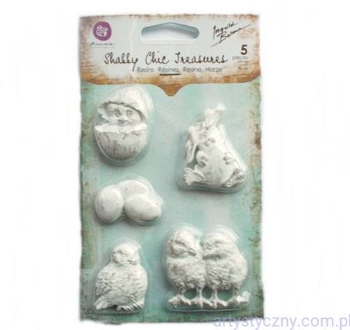 Shabby Chic Easter - Kurczaki Zajączek Jajka - 5 szt