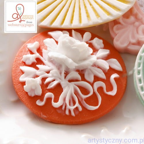 Floral Bouquet Cameo Set - Biała Róża 30mm - 3 sztuki