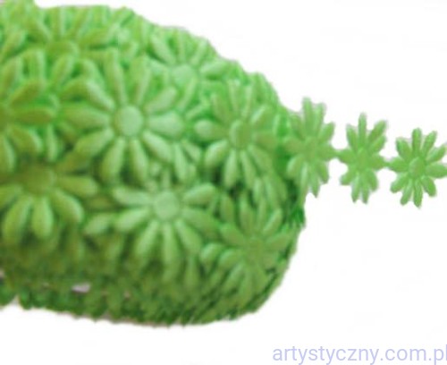 Aplikacje Satynowe Margaretki Kwiatki 50 szt Młoda Zieleń