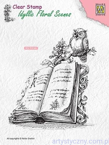 Stempel Akrylowy Nellie - Book with owl - Niebanalny IFS013