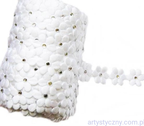 Aplikacje FANTAZJA Nagietki Białe CYRKONIE ~ 20 szt