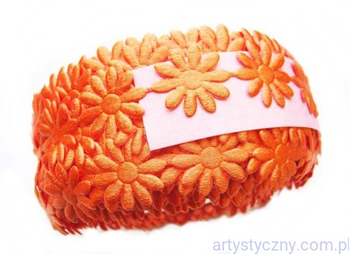 Aplikacje Satynowe Margaretki Kwiatki 50 szt Pomarańczowe