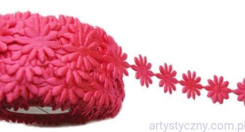 Aplikacje Satynowe Margaretki Kwiatki 50 szt Amarantowe