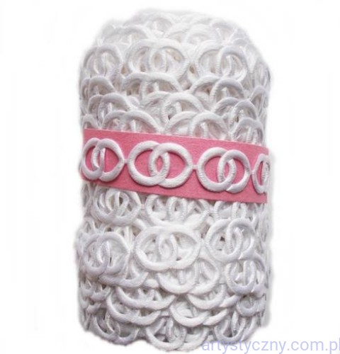 Aplikacje na taśmie Białe Obrączki - 50 sztuk - 1 metr