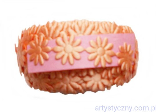 Aplikacje Satynowe Margaretki Kwiatki 50 szt Łososiowe