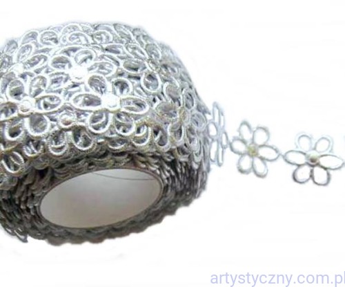 Aplikacje Ażurki 2cm Ażurowe kwiatki ~ 50 szt ~ SREBRNE