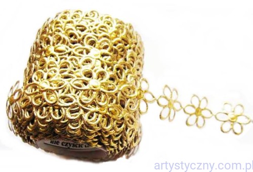 Aplikacje Ażurki 2cm Ażurowe kwiatki ~ 50 szt ~ ZŁOTE