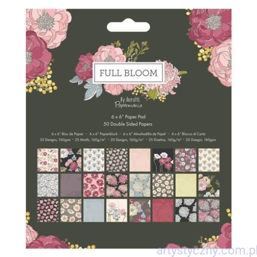 Papier Papermania 50 ark - Full Bloom - 15x15 cm