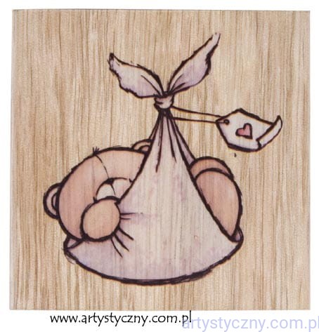 Stempel Ozdobny - Narodziny, Miś w Nosidełku
