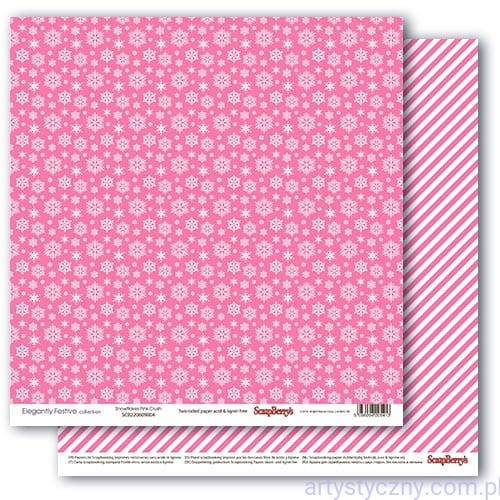 Papier do Scrapbookingu Śnieżynki - Elegantly Festive, Snowflakes Pink Crush - 30x30сm SCB220609804