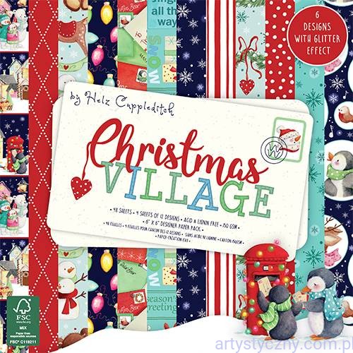 Zestaw papierów do scrapbookingu - Christmas Village - 15x15cm ~ 12 ark